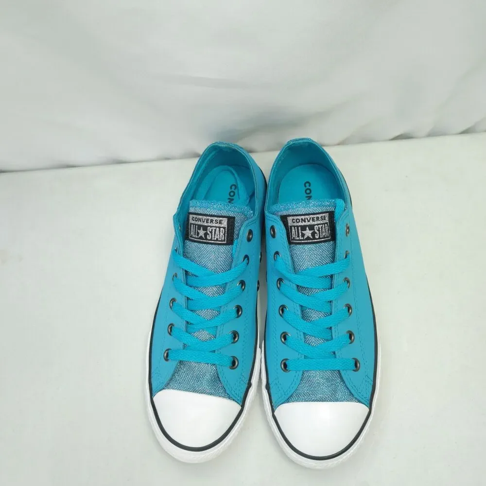 Converse Chuck Taylor All Star Low Junior Size 5 Blue Leather Glitter 662329C